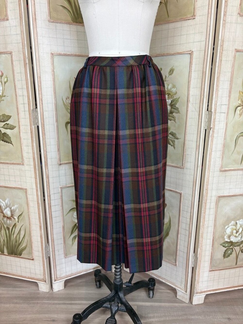 1980s Millie Plaid Skirt, Berry Purple